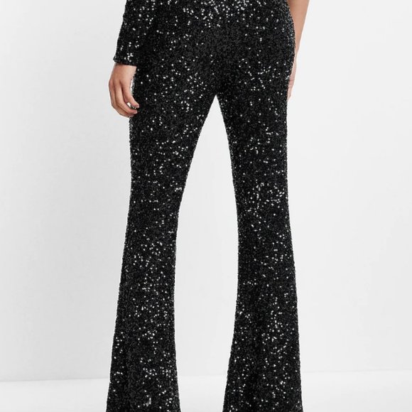 Express Black Super High Waisted Sequin Flare Pant (Discount on Bundles) - Picture 4 of 4